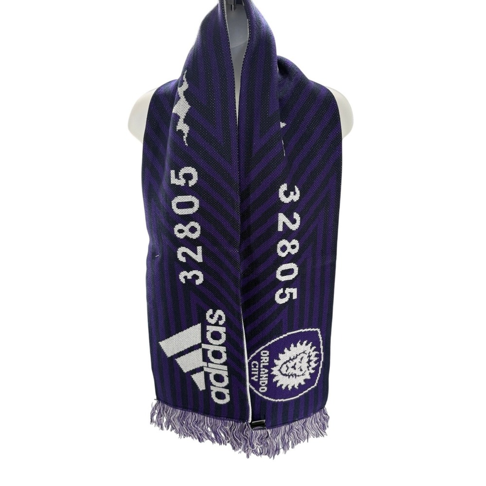 Adidas Orlando City‎ SC MLS Soccer Futbol Purple White Scarf NEW